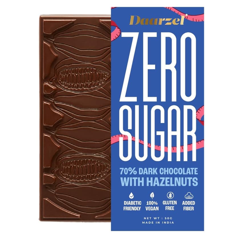 Ambriona Daarzel 70% Dark Sugar-Free Roasted Hazelnut Chocolate