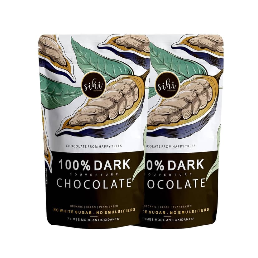 Sihi Chocolaterie 100% Organic Dark Chocolate Couverture Block (150g × 2)