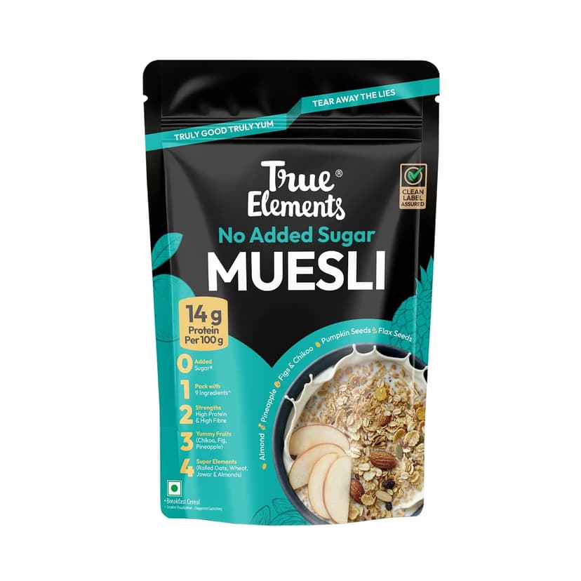 True Elements No Added Sugar Muesli with 100% Whole Grains & Seeds
