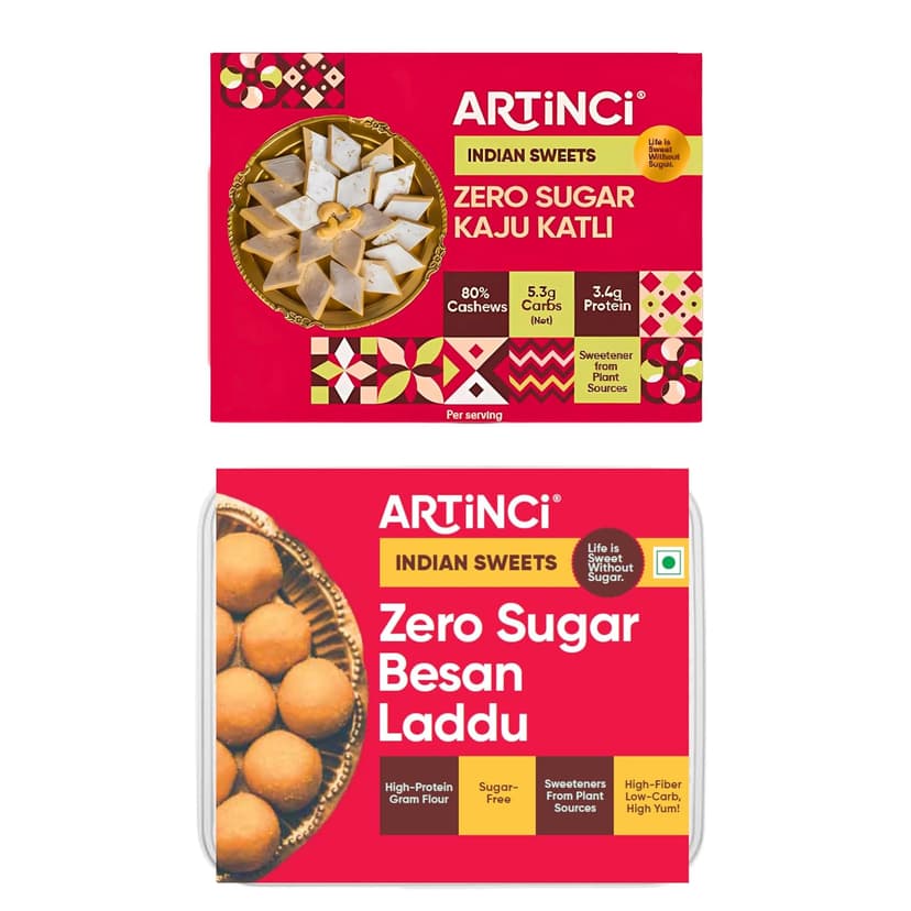 Artinci Sugar-Free Kaju Katli & Besan Laddu Combo