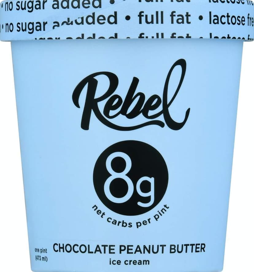 Rebel Creamery Chocolate Peanut Butter Keto Ice Cream